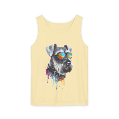 Colorful Schnauzer Art Tank Top - Summer Dog Lover Graphic Tee - Unisex Cotton Sleeveless Shirt
