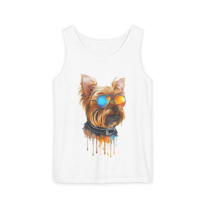 Colorful Yorkie Art Tank Top - Summer Dog Lover Graphic Tee - Unisex Cotton Sleeveless Shirt