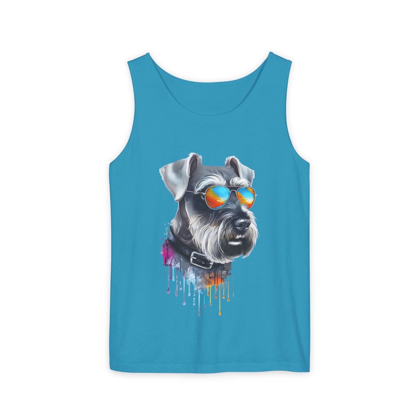 Colorful Schnauzer Art Tank Top - Summer Dog Lover Graphic Tee - Unisex Cotton Sleeveless Shirt
