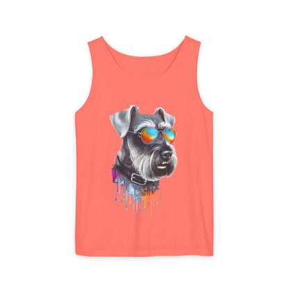 Colorful Schnauzer Art Tank Top - Summer Dog Lover Graphic Tee - Unisex Cotton Sleeveless Shirt