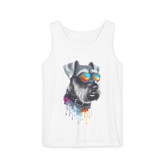 Colorful Schnauzer Art Tank Top - Summer Dog Lover Graphic Tee - Unisex Cotton Sleeveless Shirt