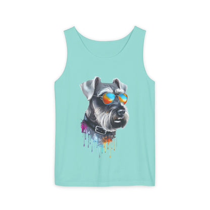 Colorful Schnauzer Art Tank Top - Summer Dog Lover Graphic Tee - Unisex Cotton Sleeveless Shirt