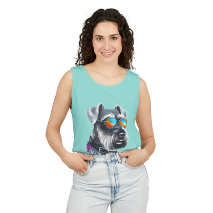 Colorful Schnauzer Art Tank Top - Summer Dog Lover Graphic Tee - Unisex Cotton Sleeveless Shirt