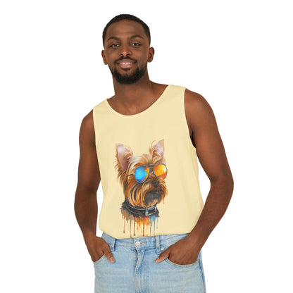 Colorful Yorkie Art Tank Top - Summer Dog Lover Graphic Tee - Unisex Cotton Sleeveless Shirt