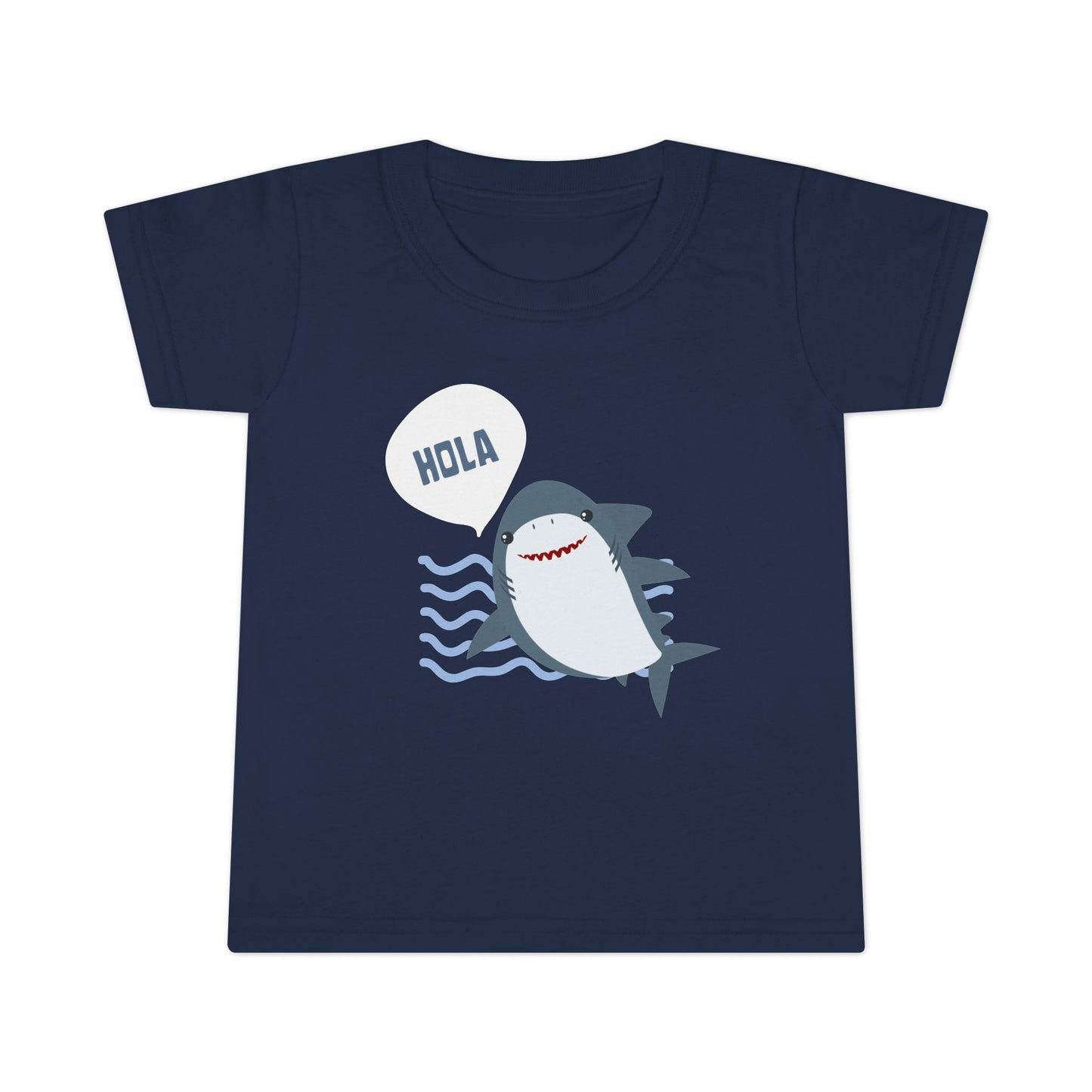 Friendly Shark HOLA - Toddler Fun Spanish Greeting Tee