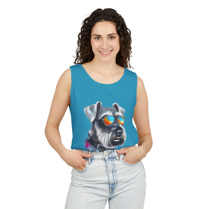 Colorful Schnauzer Art Tank Top - Summer Dog Lover Graphic Tee - Unisex Cotton Sleeveless Shirt