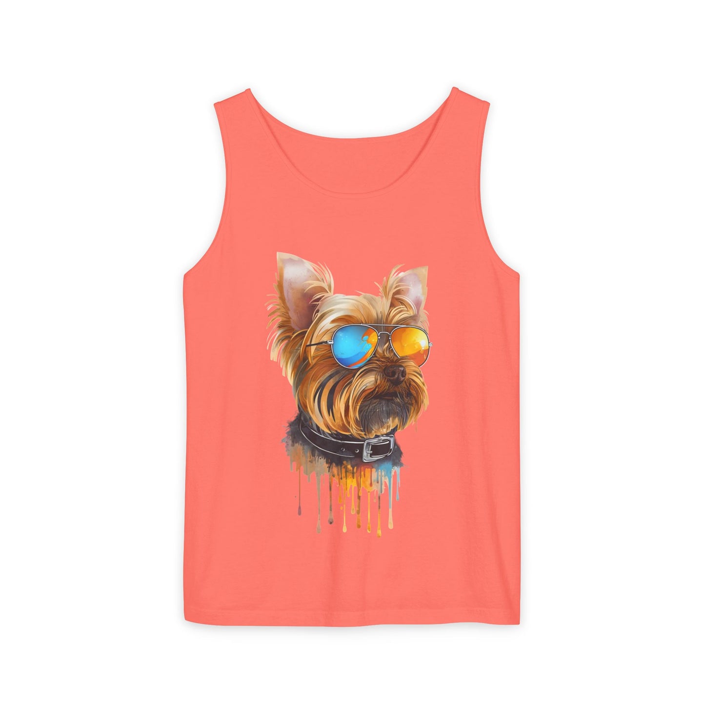 Colorful Yorkie Art Tank Top - Summer Dog Lover Graphic Tee - Unisex Cotton Sleeveless Shirt