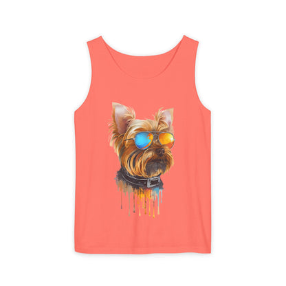 Colorful Yorkie Art Tank Top - Summer Dog Lover Graphic Tee - Unisex Cotton Sleeveless Shirt