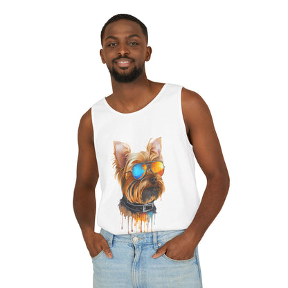 Colorful Yorkie Art Tank Top - Summer Dog Lover Graphic Tee - Unisex Cotton Sleeveless Shirt