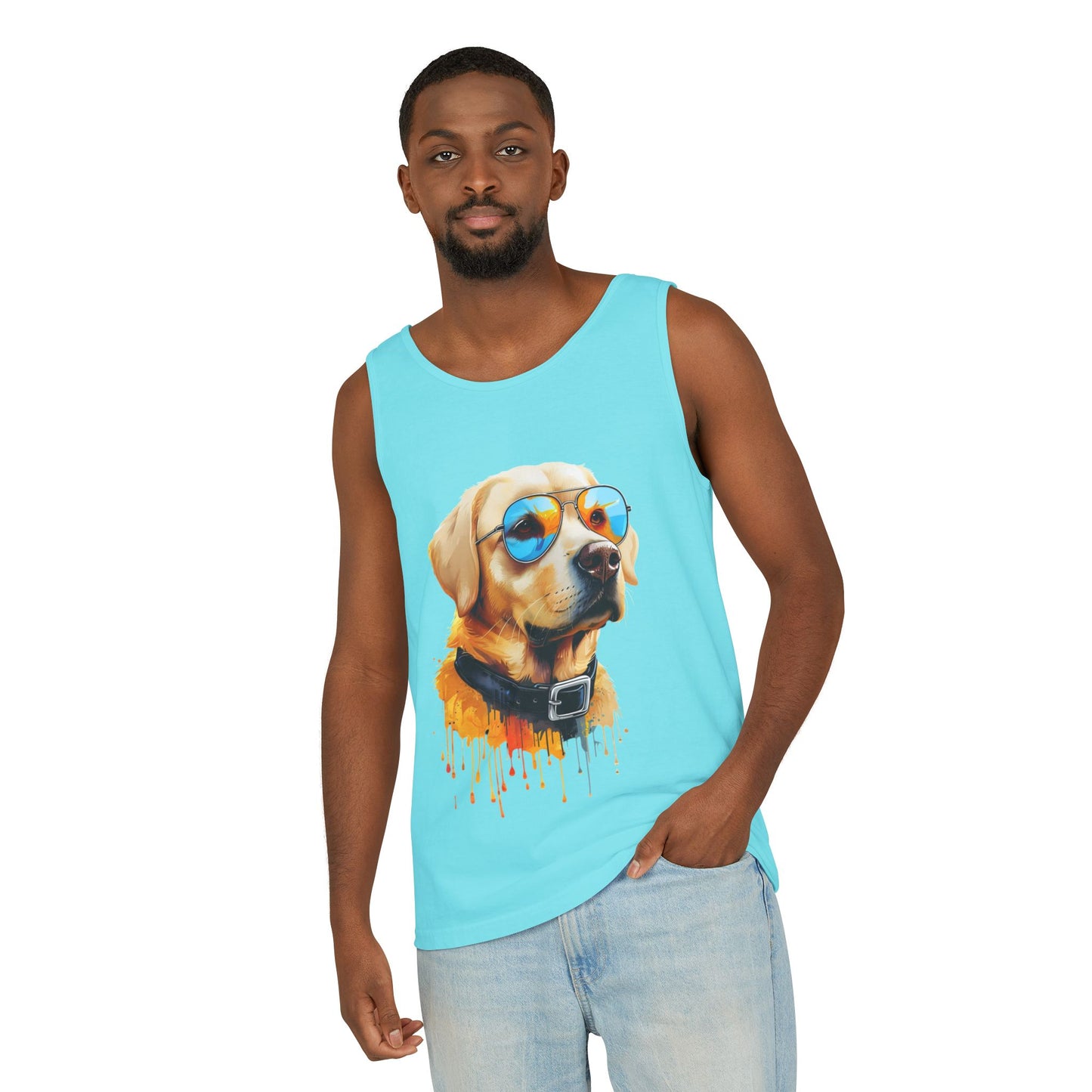 Colorful Labrador Retriever Art Tank Top - Summer Dog Lover Graphic Tee - Unisex Cotton Sleeveless Shirt