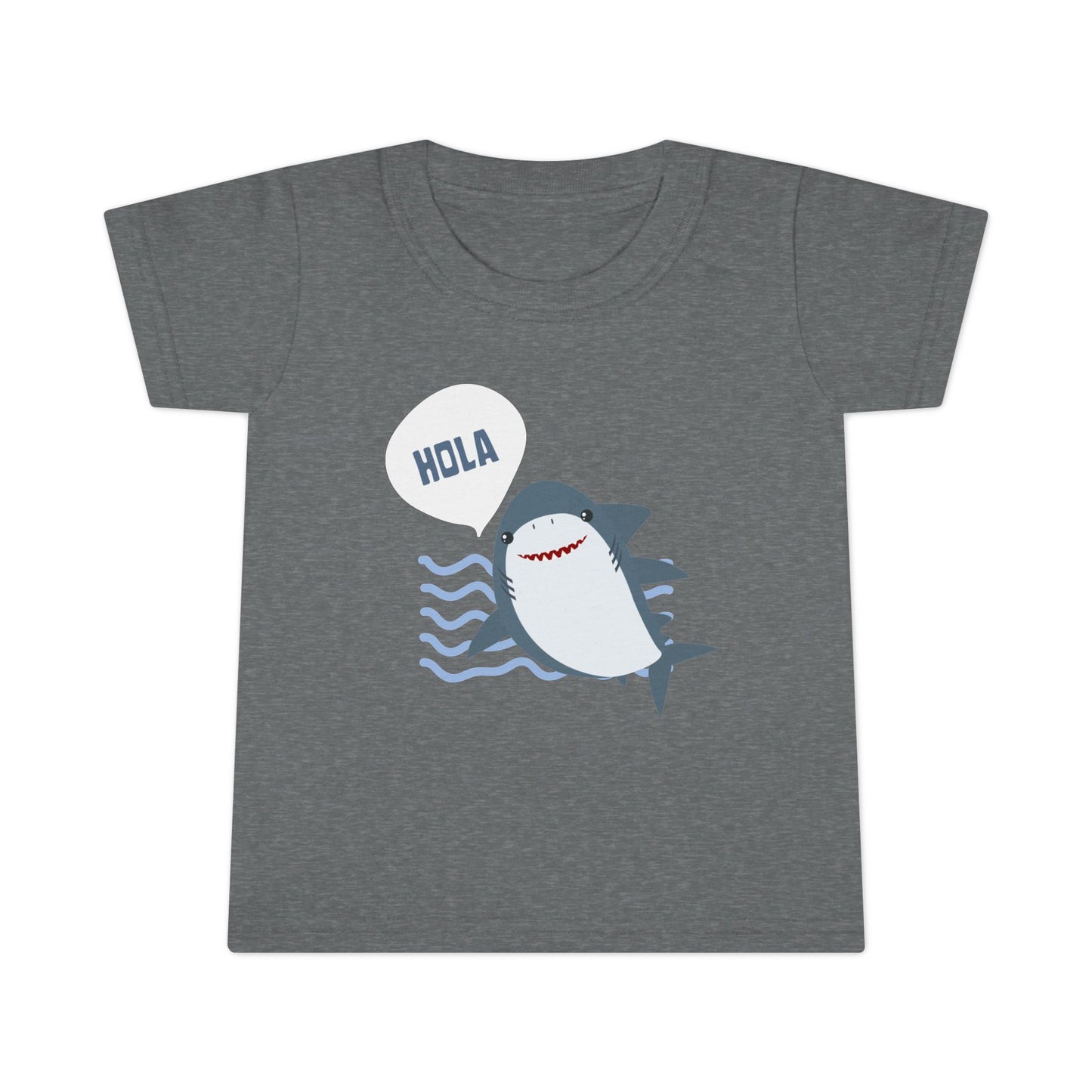 Friendly Shark HOLA - Toddler Fun Spanish Greeting Tee